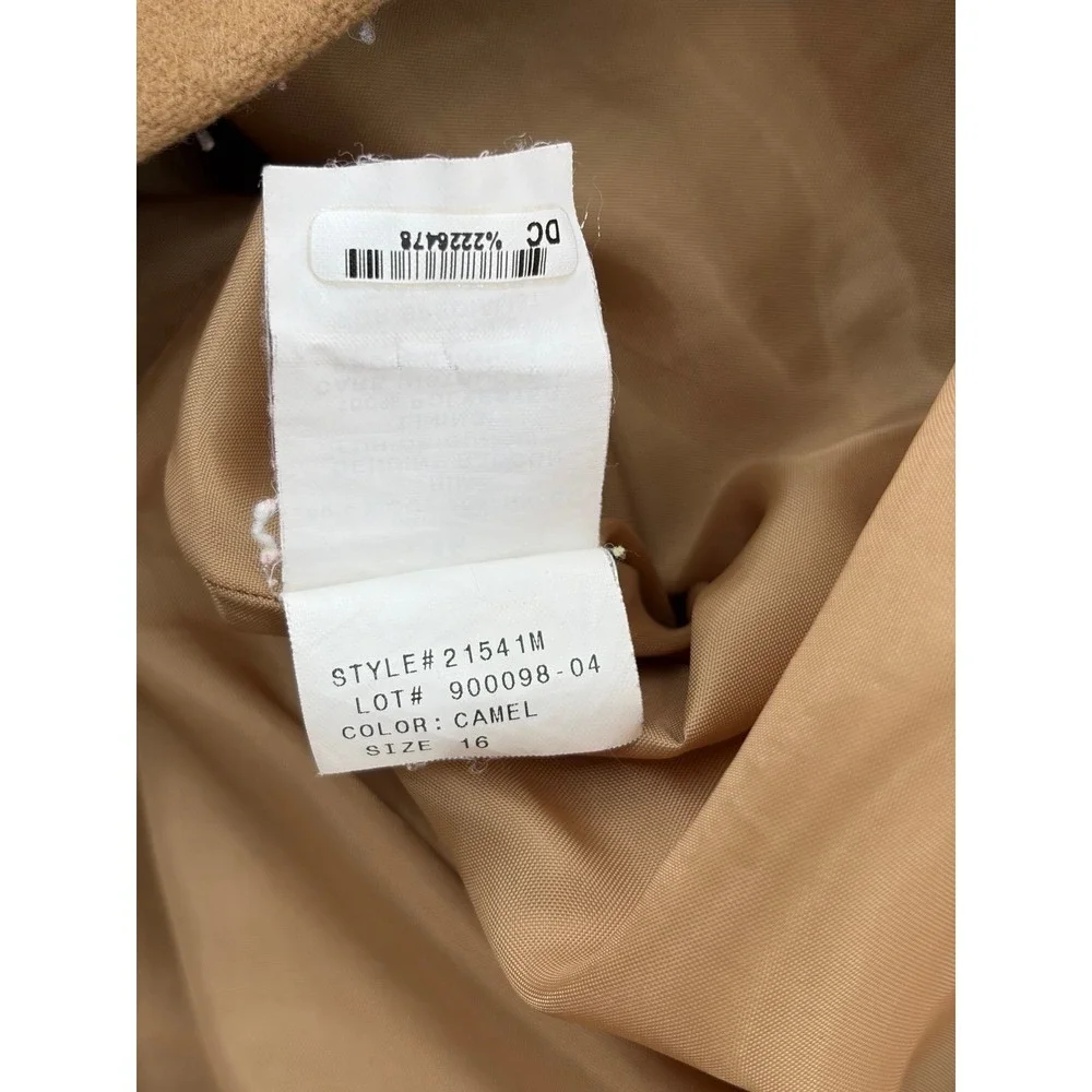VTG Mackintosh Camel Wool Coat Hooded 100% Raccoon‎ Fur Full Zip Warm Coat 16